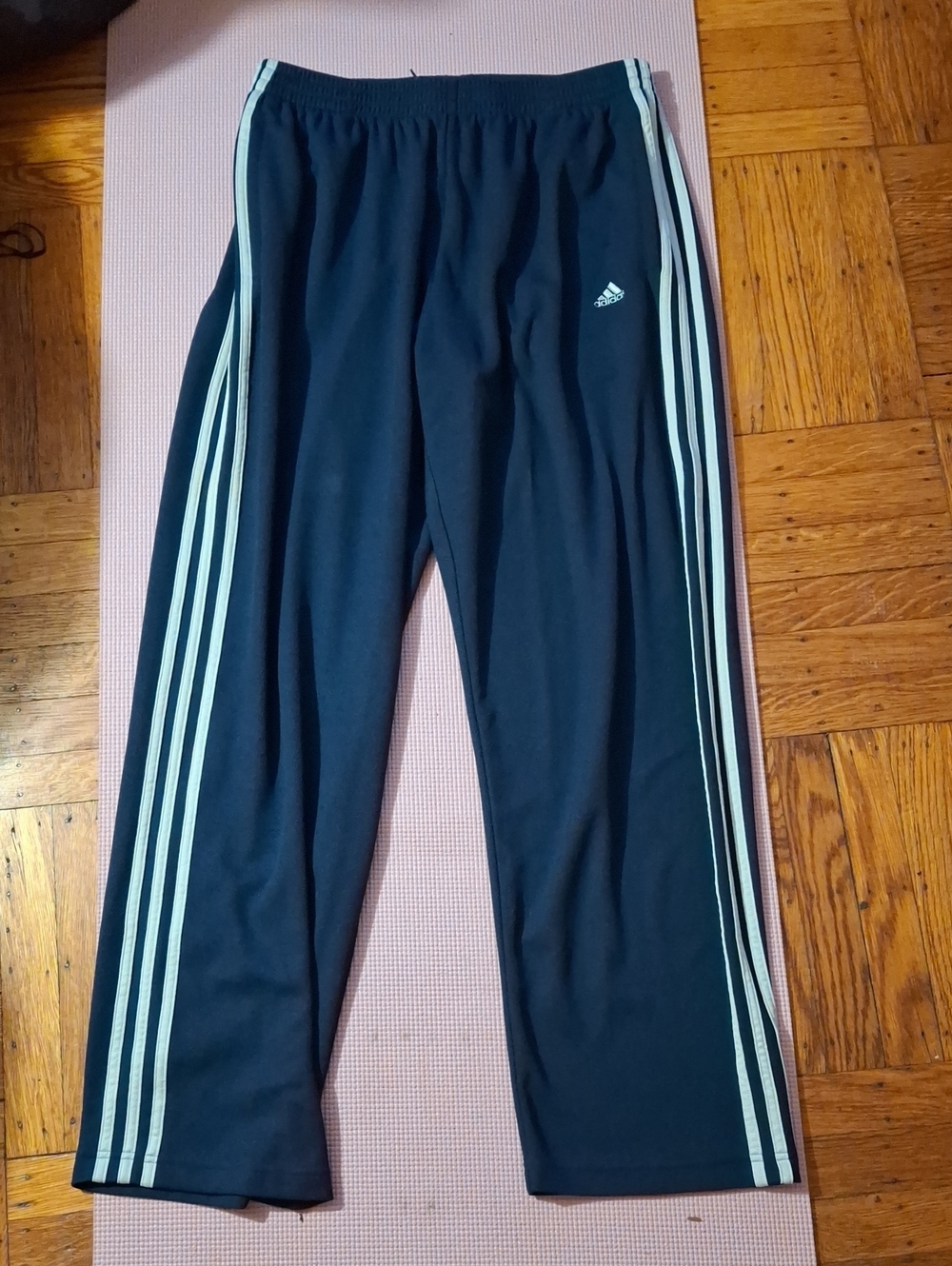 adidas Navy Sweatpants with White Triple Side Stripes